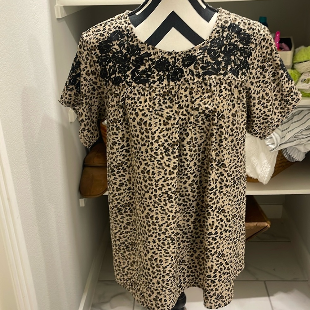 Leopard embroidery blouse M